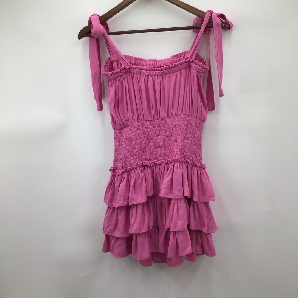 Pink Ruffled Mini Dress - Picture 3 of 8
